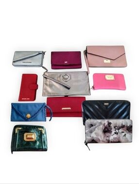 Michael Kors 11 Piece Wallet & Wristlet Lot With Kate Spade & Other Wallets